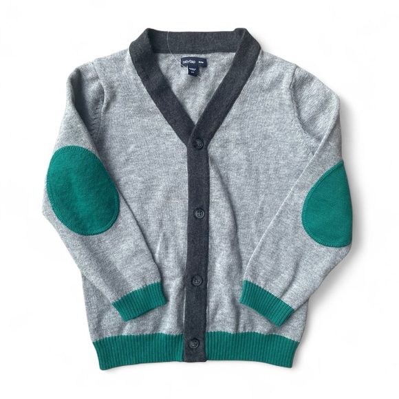 Baby Gap 3T Grey Cardigan with elbow patches - Picture 2 of 4
